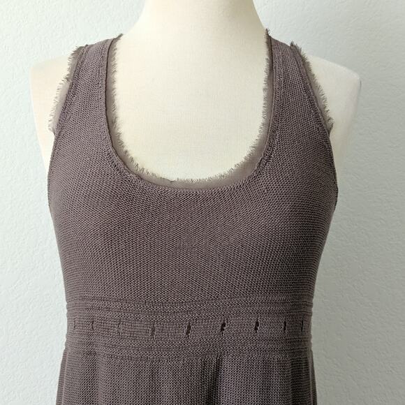 Bimba Y Lola Brown Knit Dress Lace Bohemian Large - Picture 2 of 10